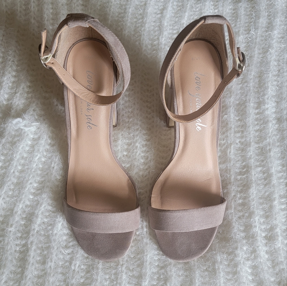 New Look Faux Suede Heeled Sandals 10